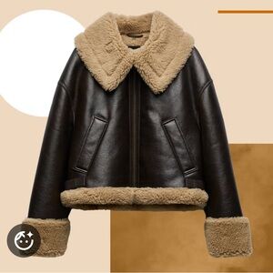 Zara faux leather shearling jacket size small.